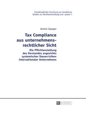 cover image of Tax Compliance aus unternehmensrechtlicher Sicht